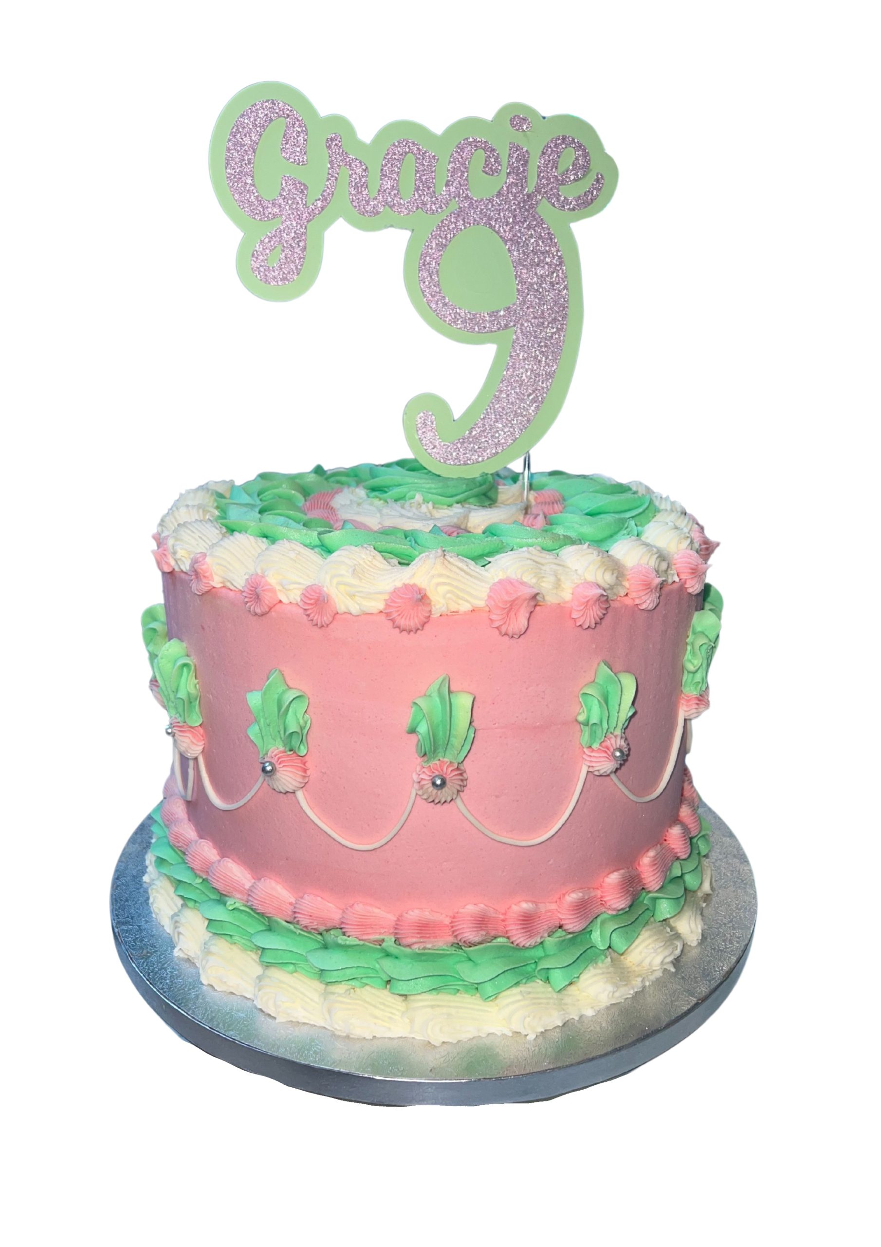 Pink N Green Old Fashioned Round